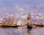 尤金 布丹 : The Port of Trouville, High Tide